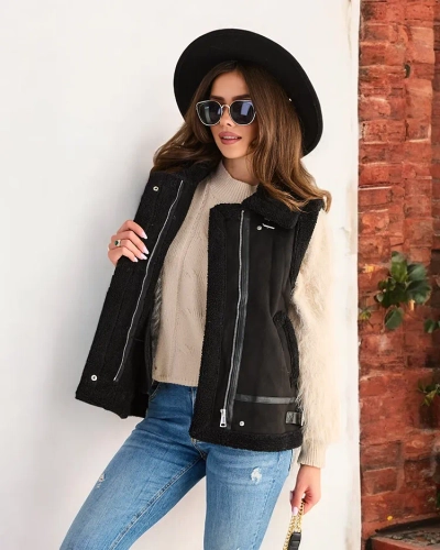 Дамско елек с кожух Роялфешън с козина